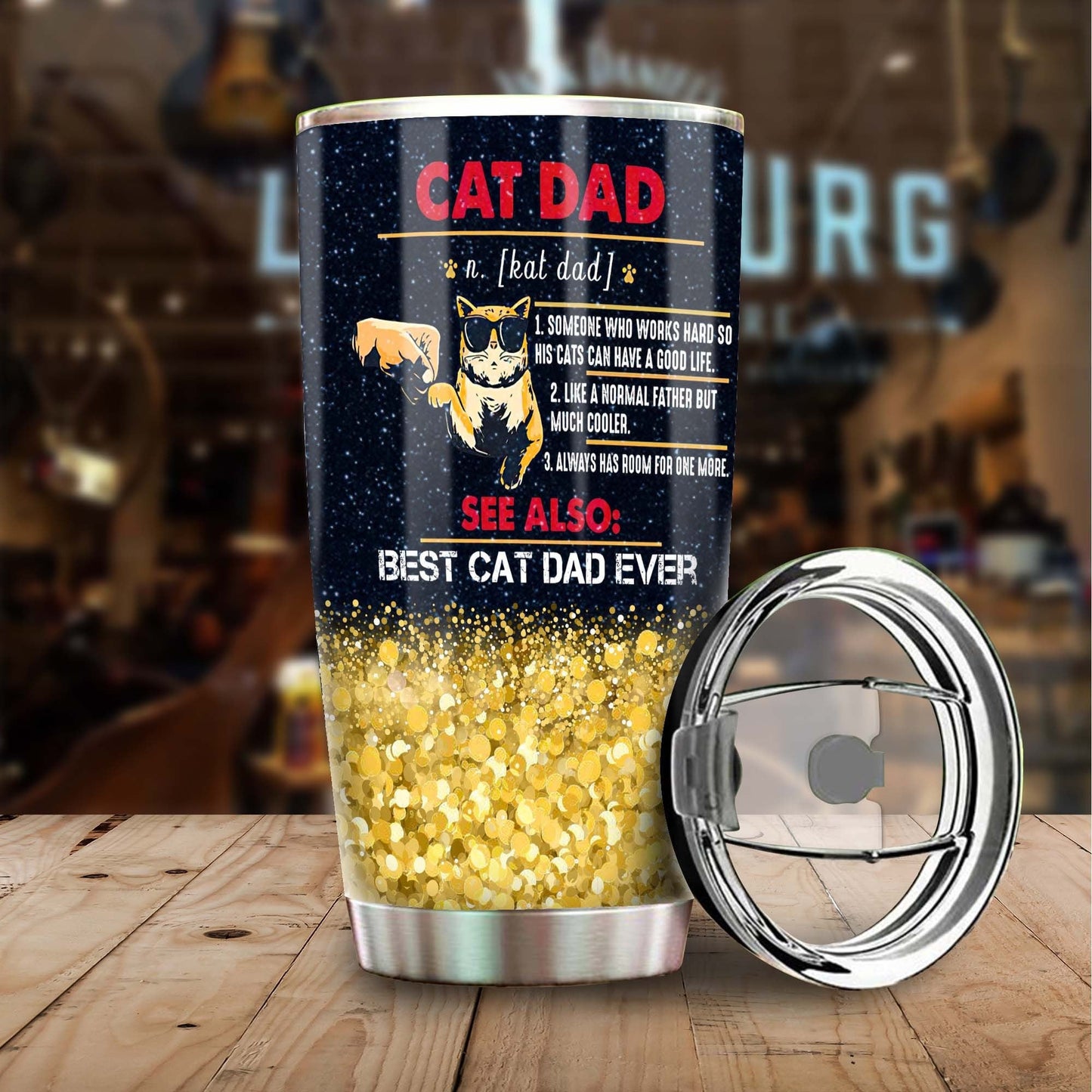 Cat Dad Definition Best Cat Dad Ever Personalized Tumbler 1
