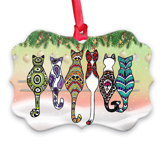 Cat Friends Pattern Christmas Horizontal Ornament