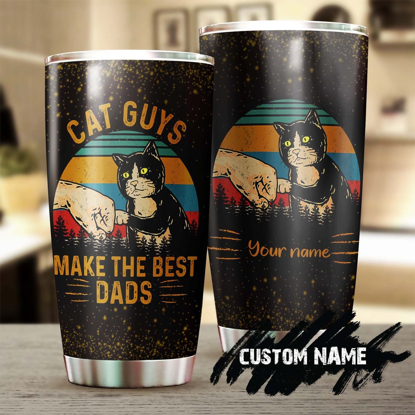 Cat Guys Make The Best Dads Tuxedo Cat Personalized Tumbler