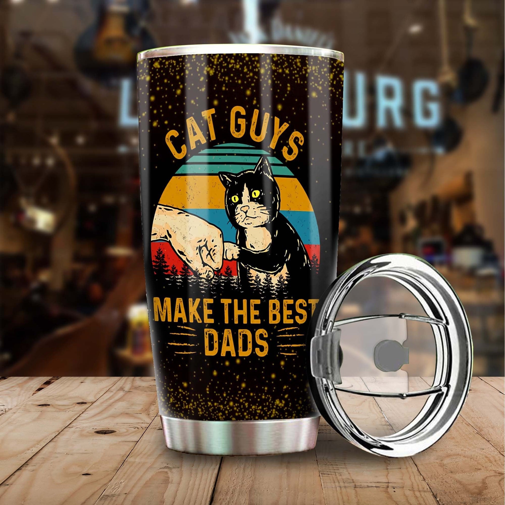 Cat Guys Make The Best Dads Tuxedo Cat Personalized Tumbler 1