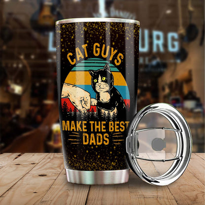 Cat Guys Make The Best Dads Tuxedo Cat Personalized Tumbler 1