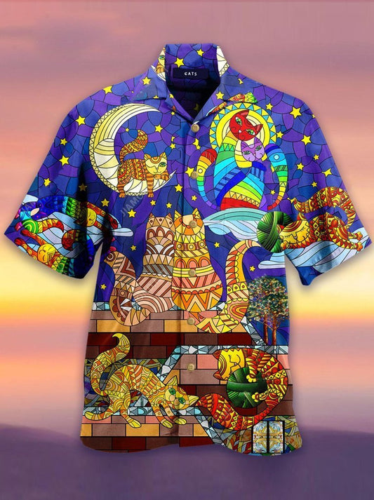 Cat Hippie Life Is Colorful Hippie Style Hawaiian Shirt