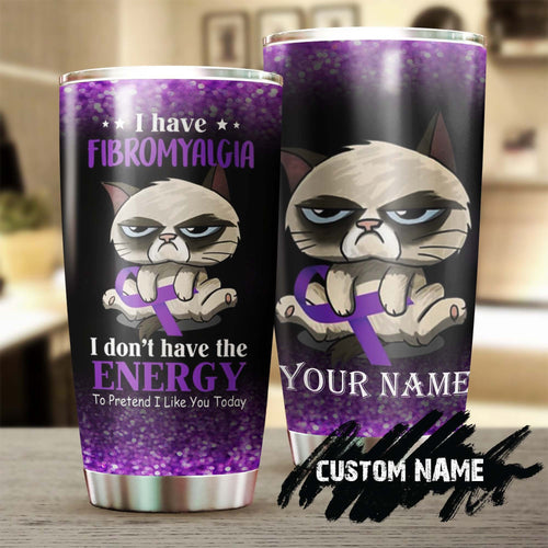 Cat I Dont Have Energy Grumpy Cat Personalized Tumbler