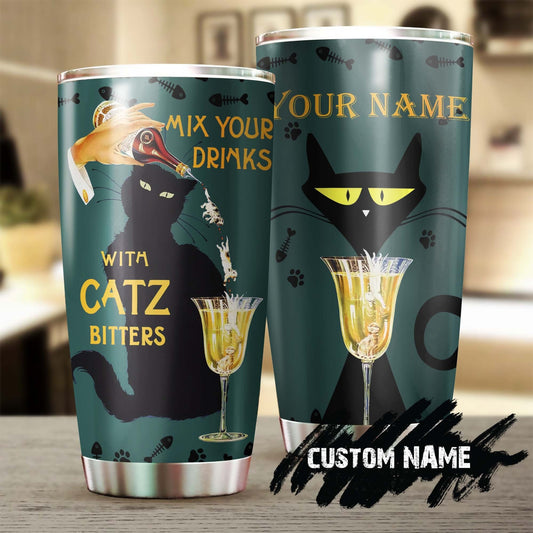 Cat Mix Your Drinks With Catz Bitters Personalized Tumbler