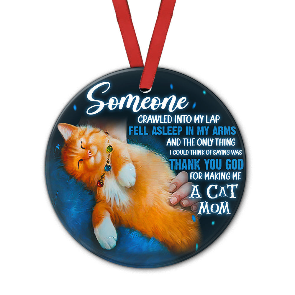 Cat Mom Someone Love It Round Christmas Ornament