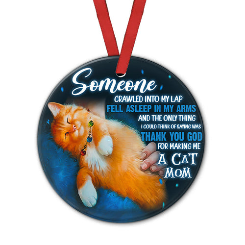 Cat Mom Someone Love It Round Christmas Ornament