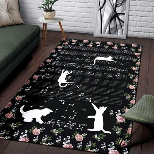 Cat Music Rectangle Rug Home Decor
