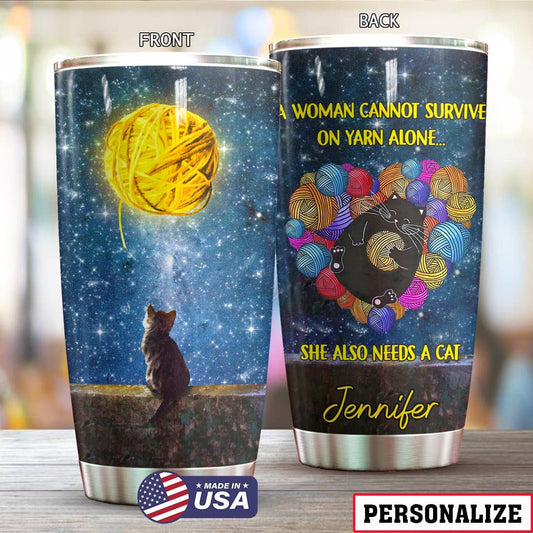 Cat Personalized She Also Needs A Cat Tumbler