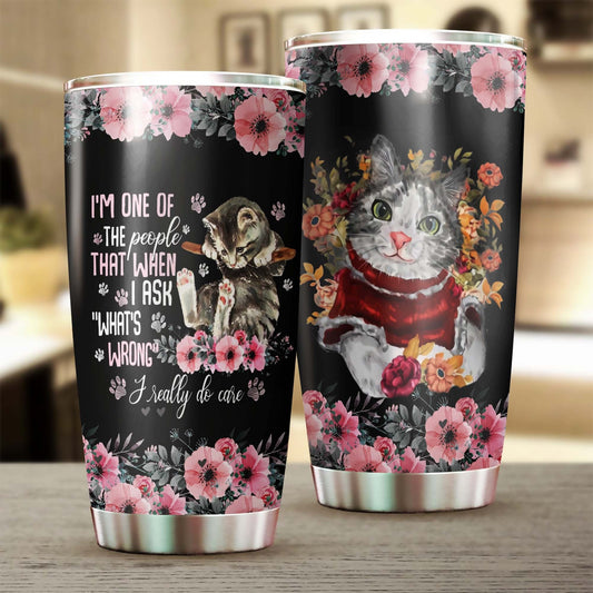 Cat Really Do Care When Asking Flowers Personalized Tumbler