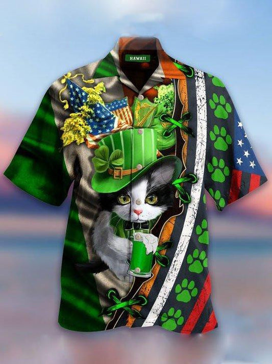 Cat St Patricks Day Hawaiian Shirt