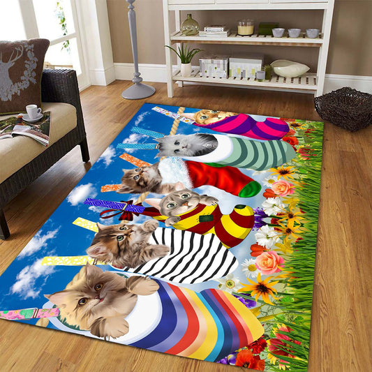 Cat Stocks Rectangle Rug Home Decor