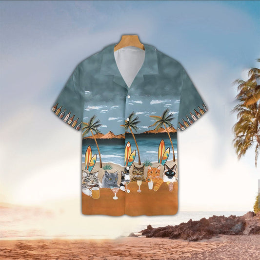 Cat Summer Drink Beer Alcohol Hawaiian Shirt
