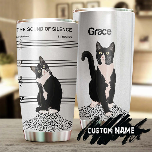 Cat The Sound Of Silence Tuxedo Cat Personalized Tumbler
