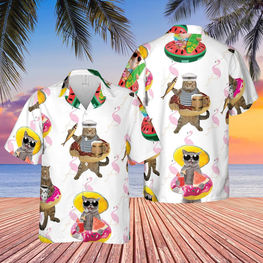 Cat Tropical Beach Hawaiian Shirt