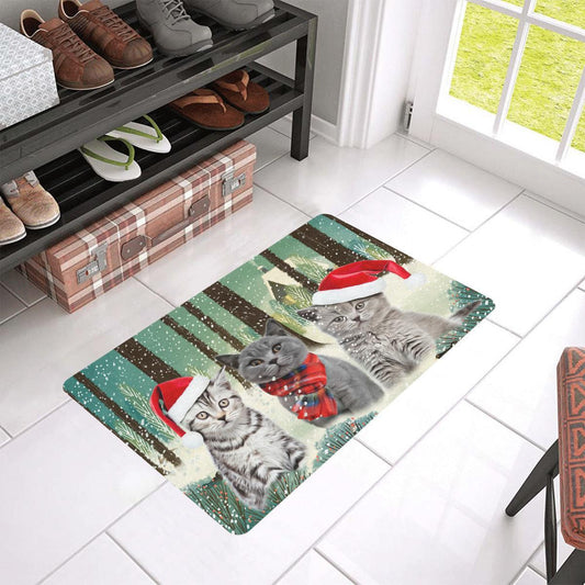 Cat Winter In Forest Easy Clean Welcome DoorMat