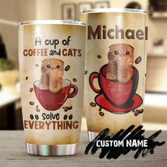 Cats And Coffee Solve Everything Personalized Tumbler