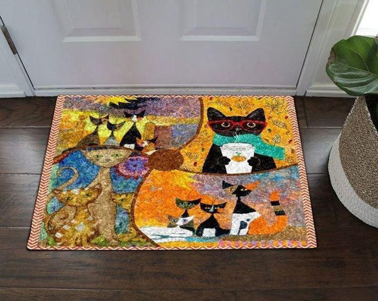 Cats Art Easy Clean Welcome DoorMat
