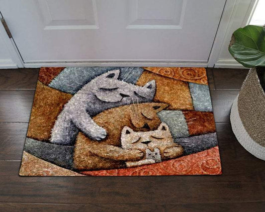 Cats Family Easy Clean Welcome DoorMat