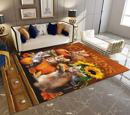 Cats Pumpkin Rectangle Rug Home Decor