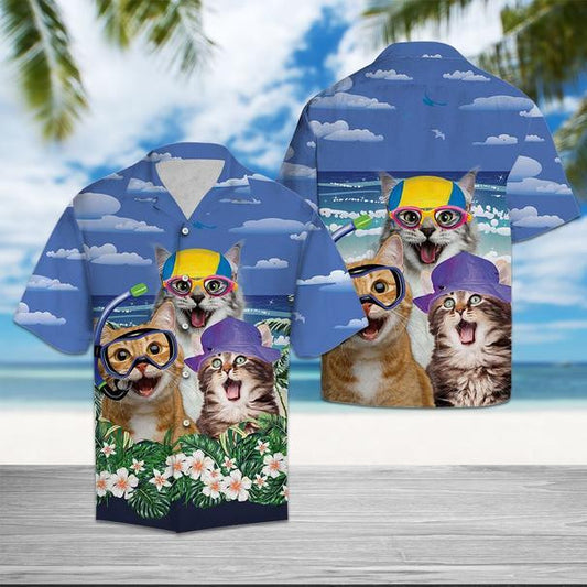 Cats Summer Beach Hawaiian Shirt