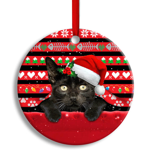 Christmas Black Cat Funny Xmas Decor Tree Hanging Ornament
