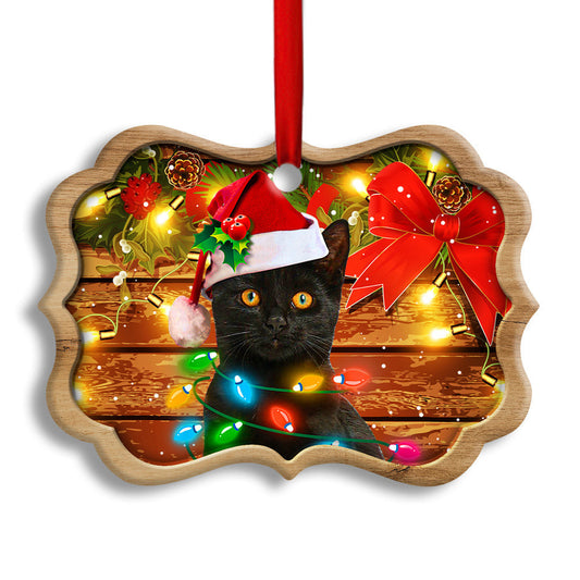 Christmas Black Cat Funny Xmas Light Decor Ornament