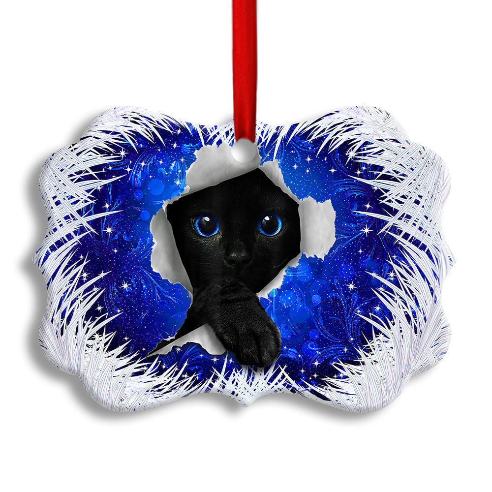 Christmas Black Cat Xmas Decor Tree Hanging Horizontal Ornament