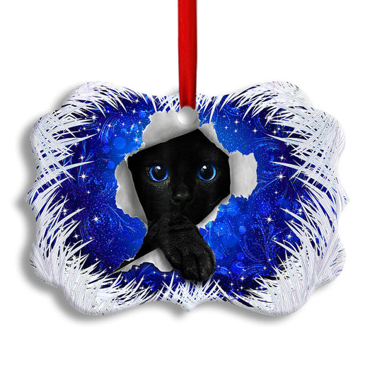 Christmas Black Cat Xmas Decor Tree Hanging Horizontal Ornament