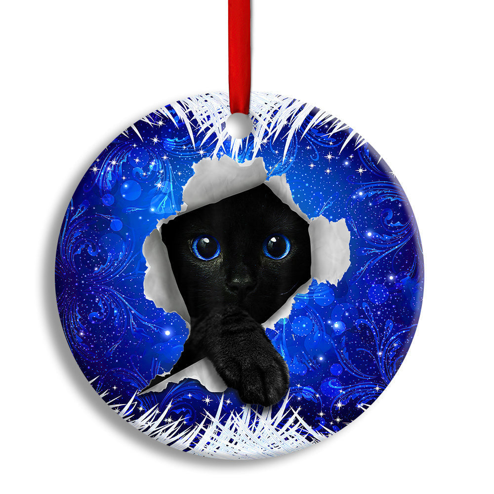 Christmas Black Cat Xmas Decor Tree Hanging Round Ornament