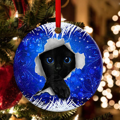Christmas Black Cat Xmas Decor Tree Hanging Round Ornament 1