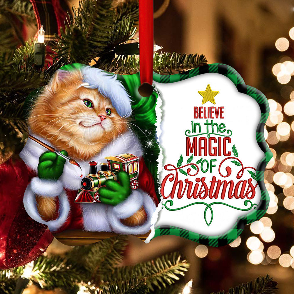Christmas Cat Cute Kitten Meowy Xmas Horizontal Ornament 1