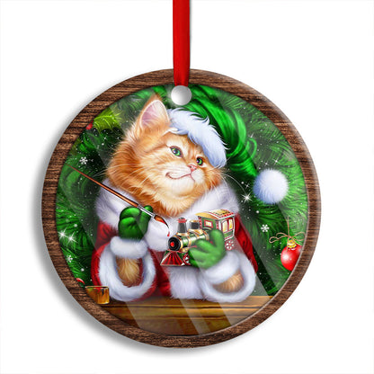 Christmas Cat Cute Kitten Meowy Xmas Round Ornament
