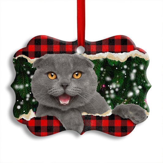 Christmas Cat Happy Meowy Xmas Horizontal Ornament
