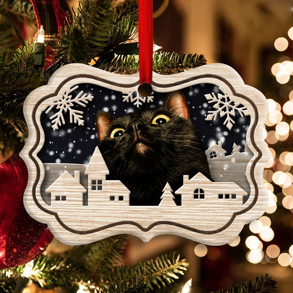 Christmas Cat Meow Xmas Winter Cats Cat Lovers Ornament 1