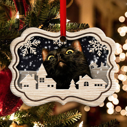 Christmas Cat Meow Xmas Winter Cats Cat Lovers Ornament 1