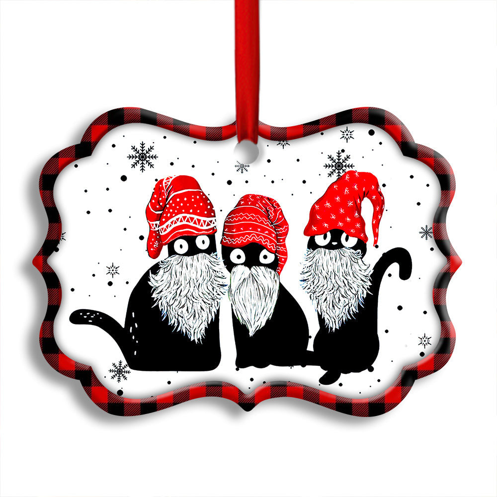 Christmas Cat Santa Hat Gomes Horizontal Ornament