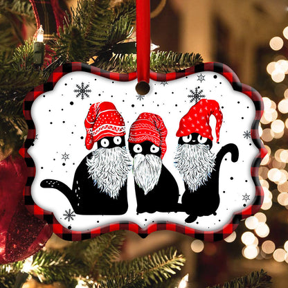 Christmas Cat Santa Hat Gomes Horizontal Ornament 1
