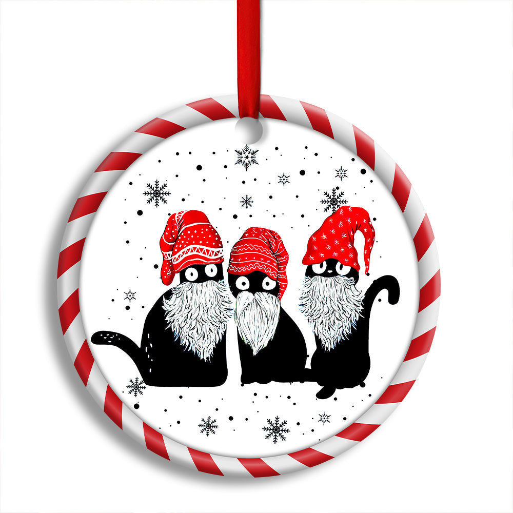 Christmas Cat Santa Hat Gomes Round Ornament