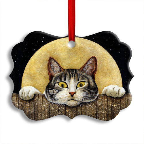 Christmas Cat With Moon Lover Cutie Horizontal Ornament