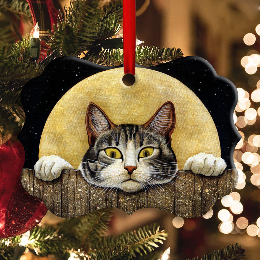 Christmas Cat With Moon Lover Cutie Horizontal Ornament 1