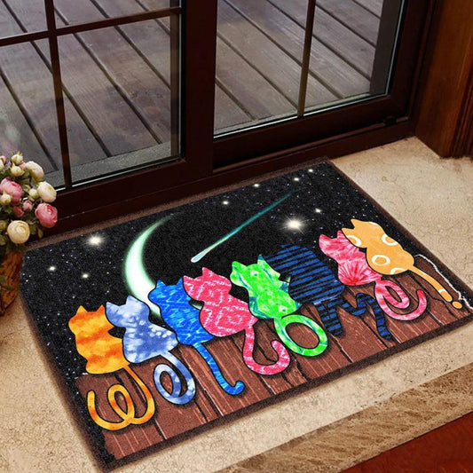 Colorful Cat Welcome DoorMat