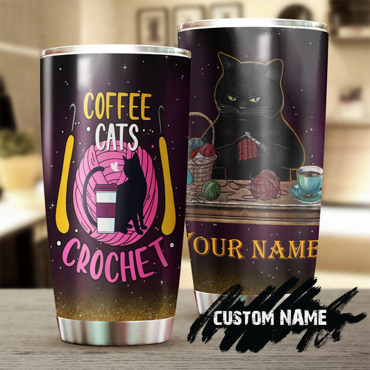 Crochet Cat Coffee Personalized Tumbler