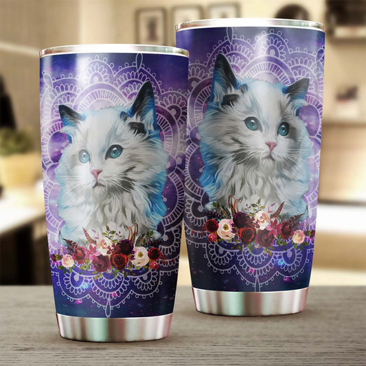Cute British Longhair Cat Mandala Tumbler
