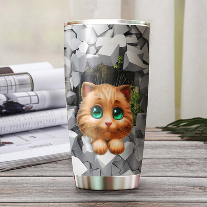 Cute Cat Big Eyes Personalized Tumbler 1