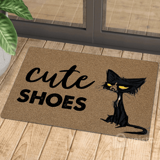 Cute Shoes Black Cat 01 Doormat