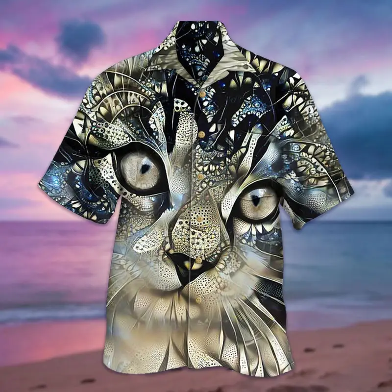 Diamond 3D Cat Hawaiian Shirt