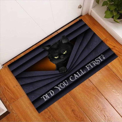 Did You Call First Black Cat DoorMat 2