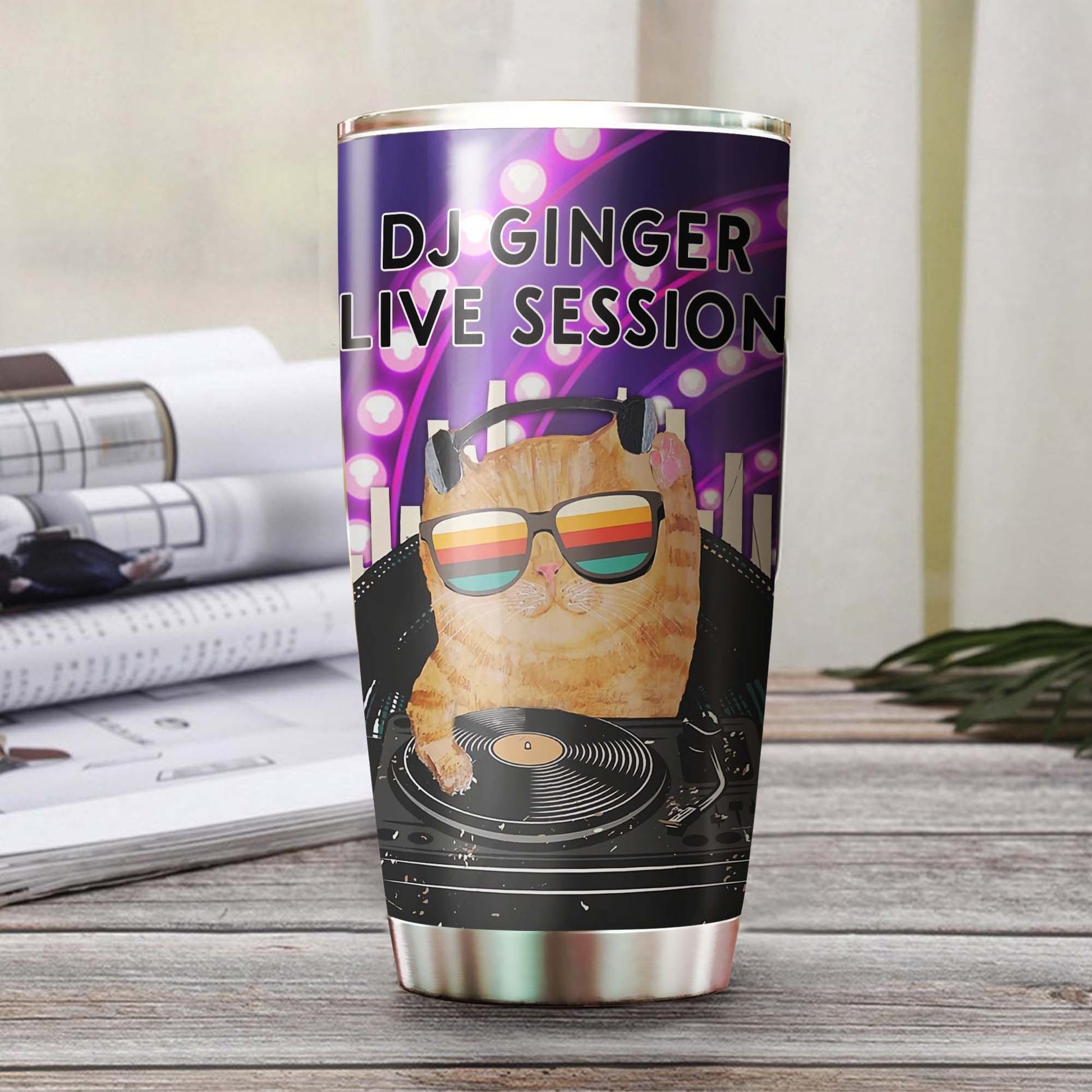 Dj Cat Party Cat Funny Cat Personalized Tumbler 1