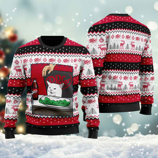 Dr Pepper Cat Meme Christmas Ugly Sweater