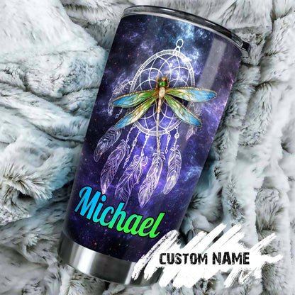 Dragonfly Dreamcatcher Those We Love Do Not Go Away Personalized Tumbler 1